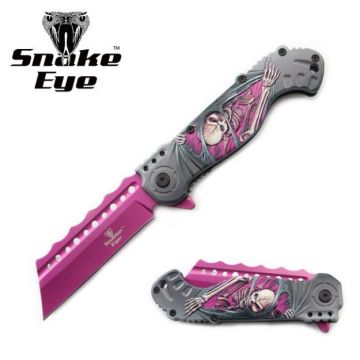 Snake Eye Spring Assist Knife – Mean Skull Handle SE-5158PR